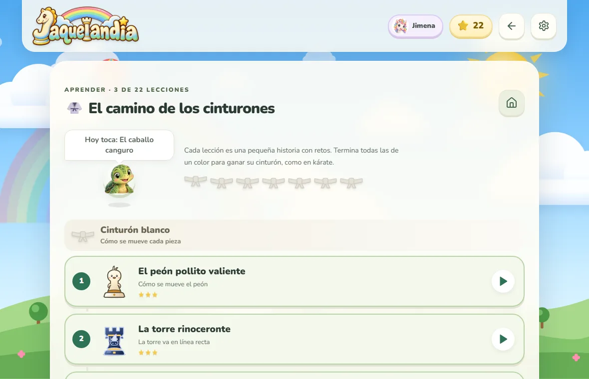 Lecciones organizadas por cinturones